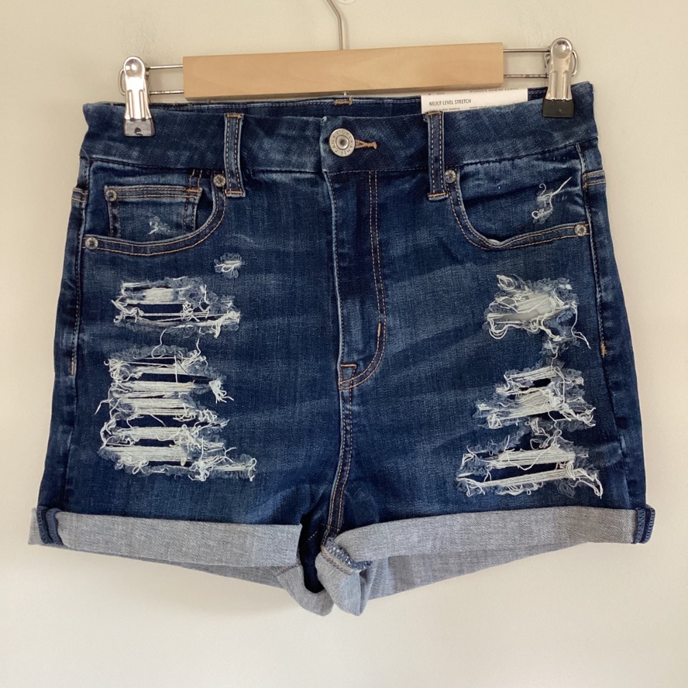NWT American Eagle Next Level Stretch Curvy Hi-Rise Shortie Shorts Sz 8 29W NEW